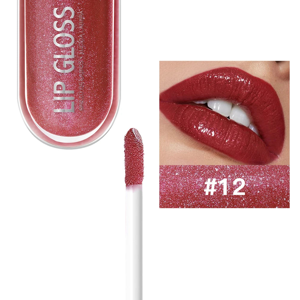 Colors Glitter Lip Gloss Long Lasting Diamond Pearlescent Metallic Liquid