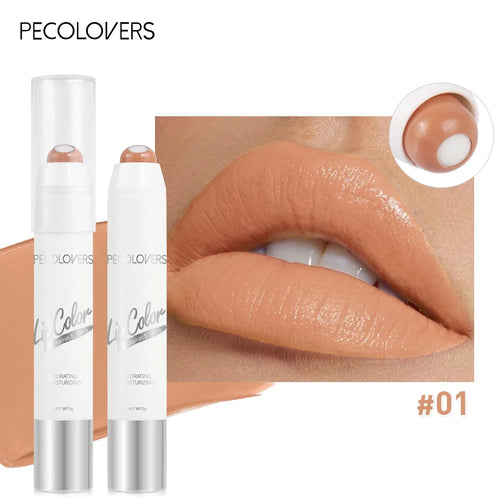 2-in-1 Nude Lipstick Matte Red Lip Balm Moisturizing 6 Colors Sandwich