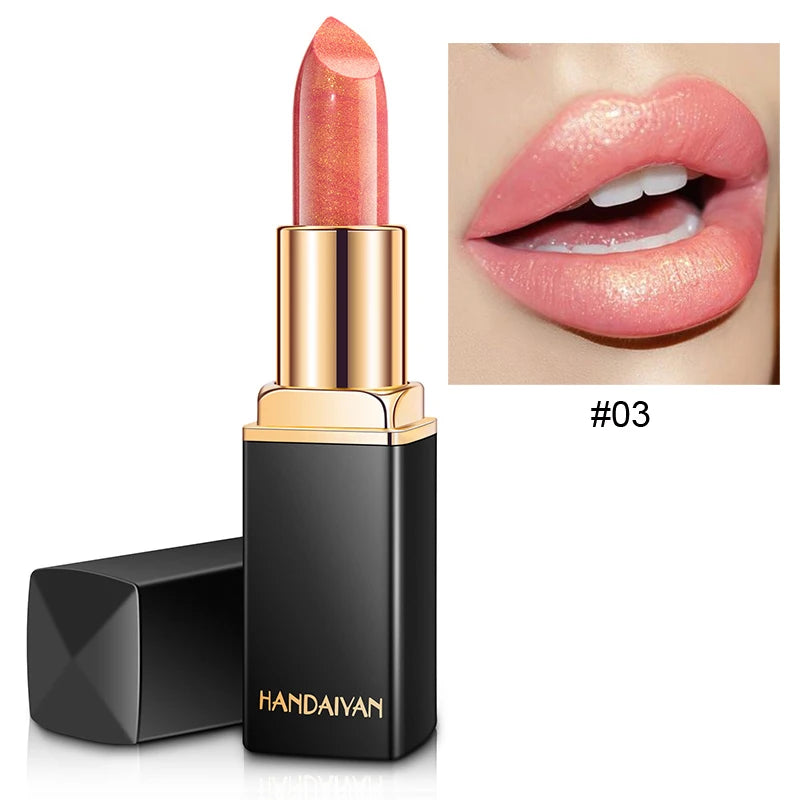 Black tube gold shiny lipstick, pearl moisturizing lipstick