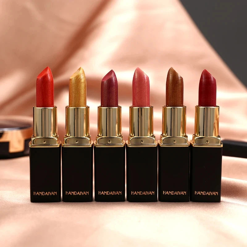 Black tube gold shiny lipstick, pearl moisturizing lipstick