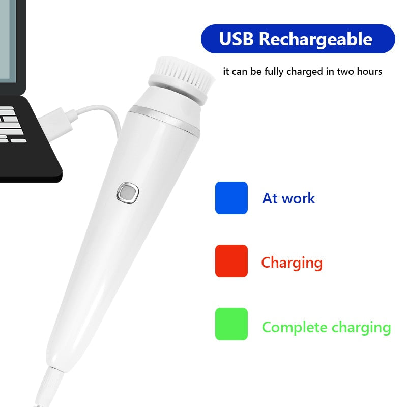 Electric 4 in1 Face Cleansing Brush Sonic Blackhead Exfoliating Face