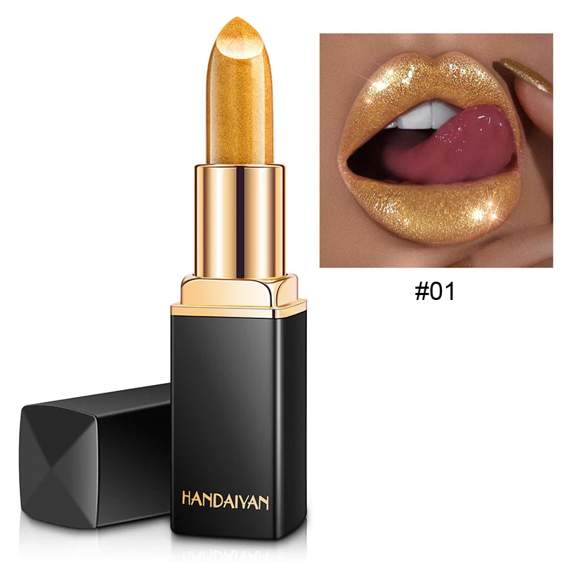 Black tube gold shiny lipstick, pearl moisturizing lipstick