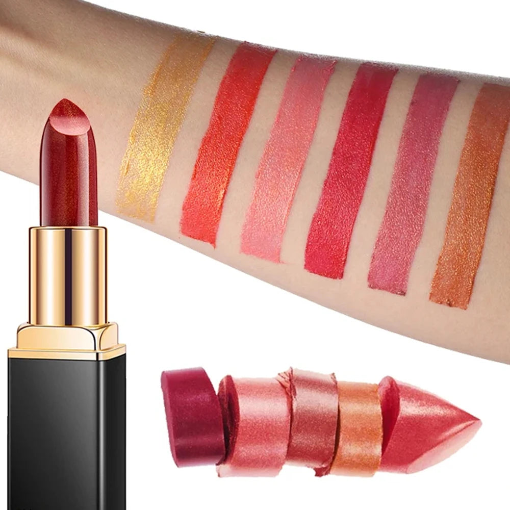 Black tube gold shiny lipstick, pearl moisturizing lipstick
