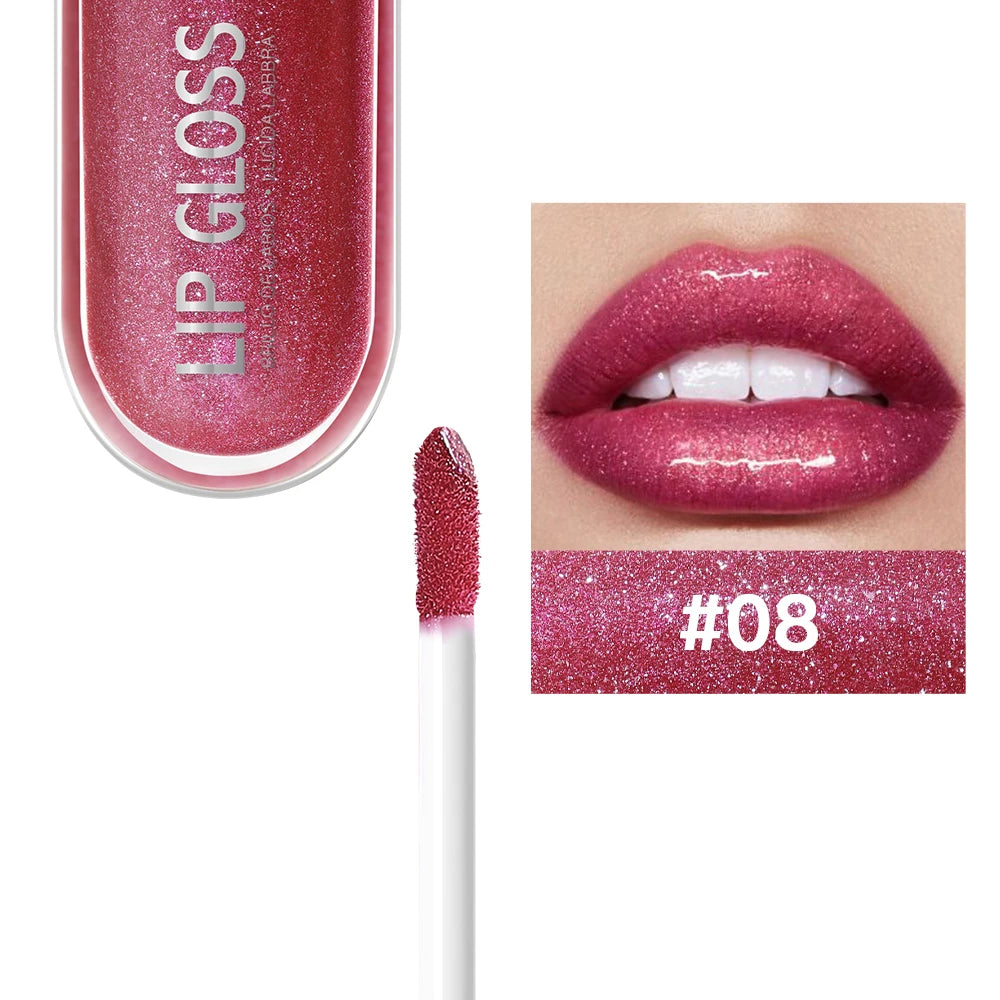 Colors Glitter Lip Gloss Long Lasting Diamond Pearlescent Metallic Liquid