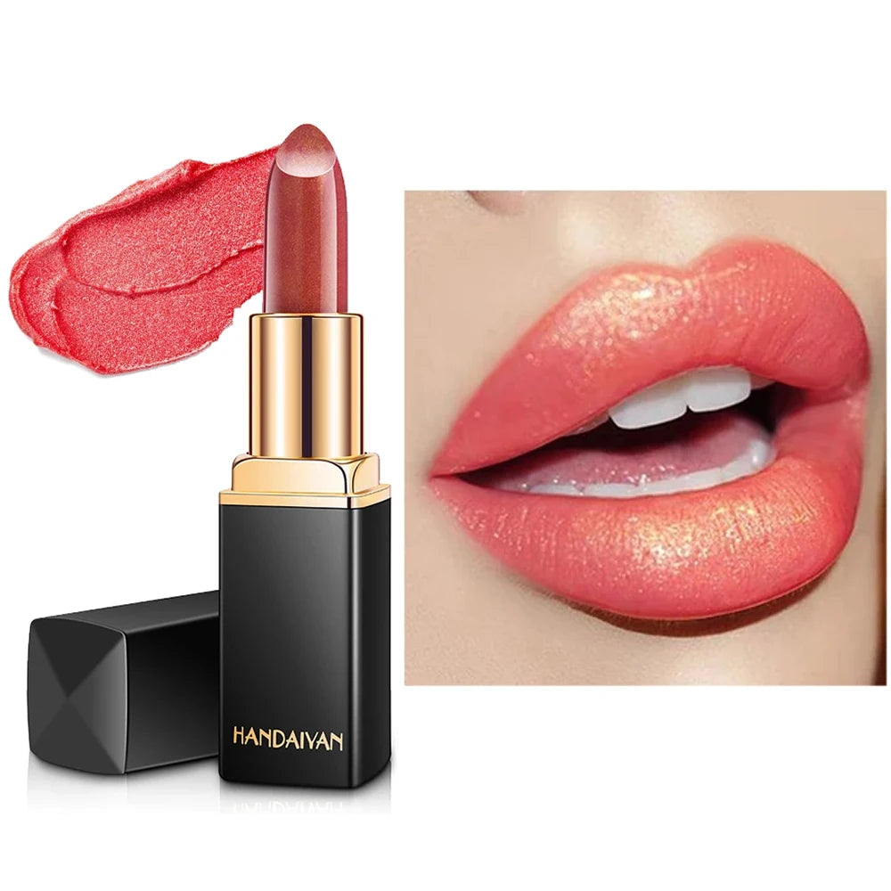 Black tube gold shiny lipstick, pearl moisturizing lipstick