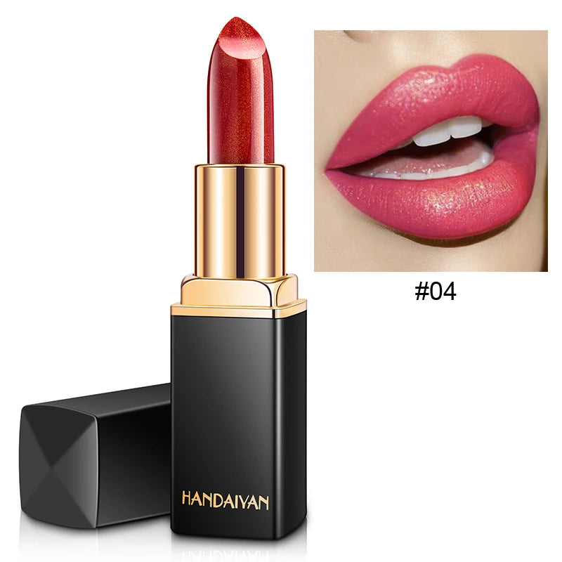 Black tube gold shiny lipstick, pearl moisturizing lipstick