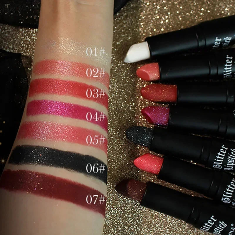 Diamond Lipstick Matte Glitter Waterproof Long Lasting Pearl Shine Lip Gloss