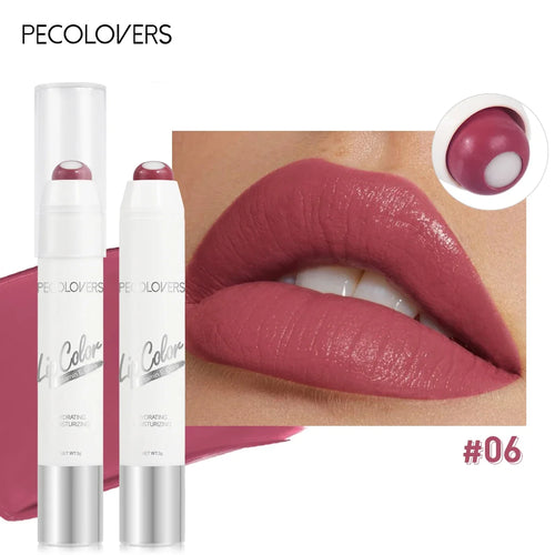 2-in-1 Nude Lipstick Matte Red Lip Balm Moisturizing 6 Colors Sandwich
