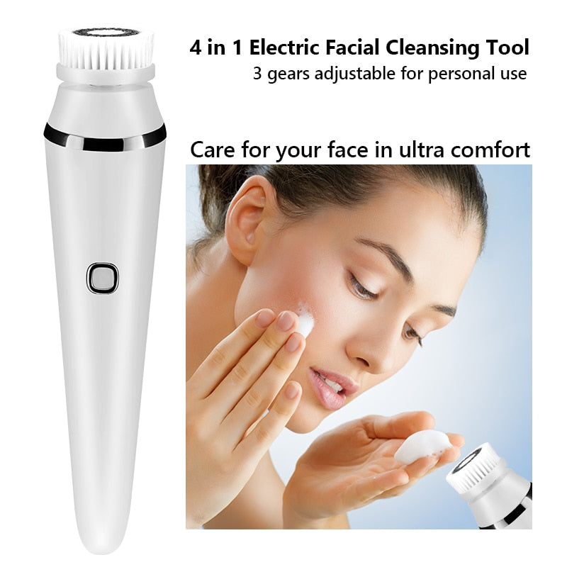 Electric 4 in1 Face Cleansing Brush Sonic Blackhead Exfoliating Face