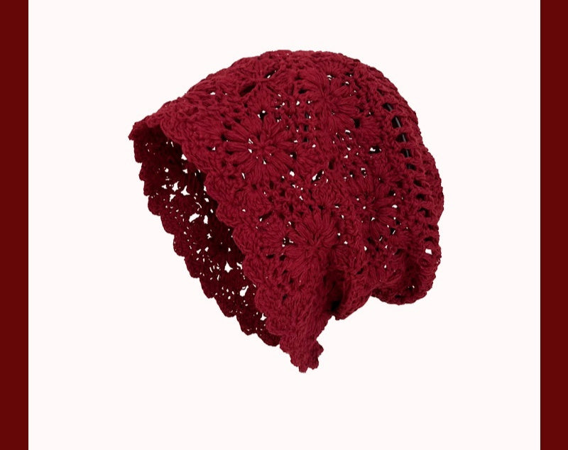 Fashion Hand-woven Tassel Red Crochet Ethnic Style Ear Protection Strap Pullover Hat