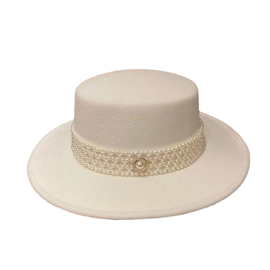 Wool-like Flat-top Cap Vintage Top Hat