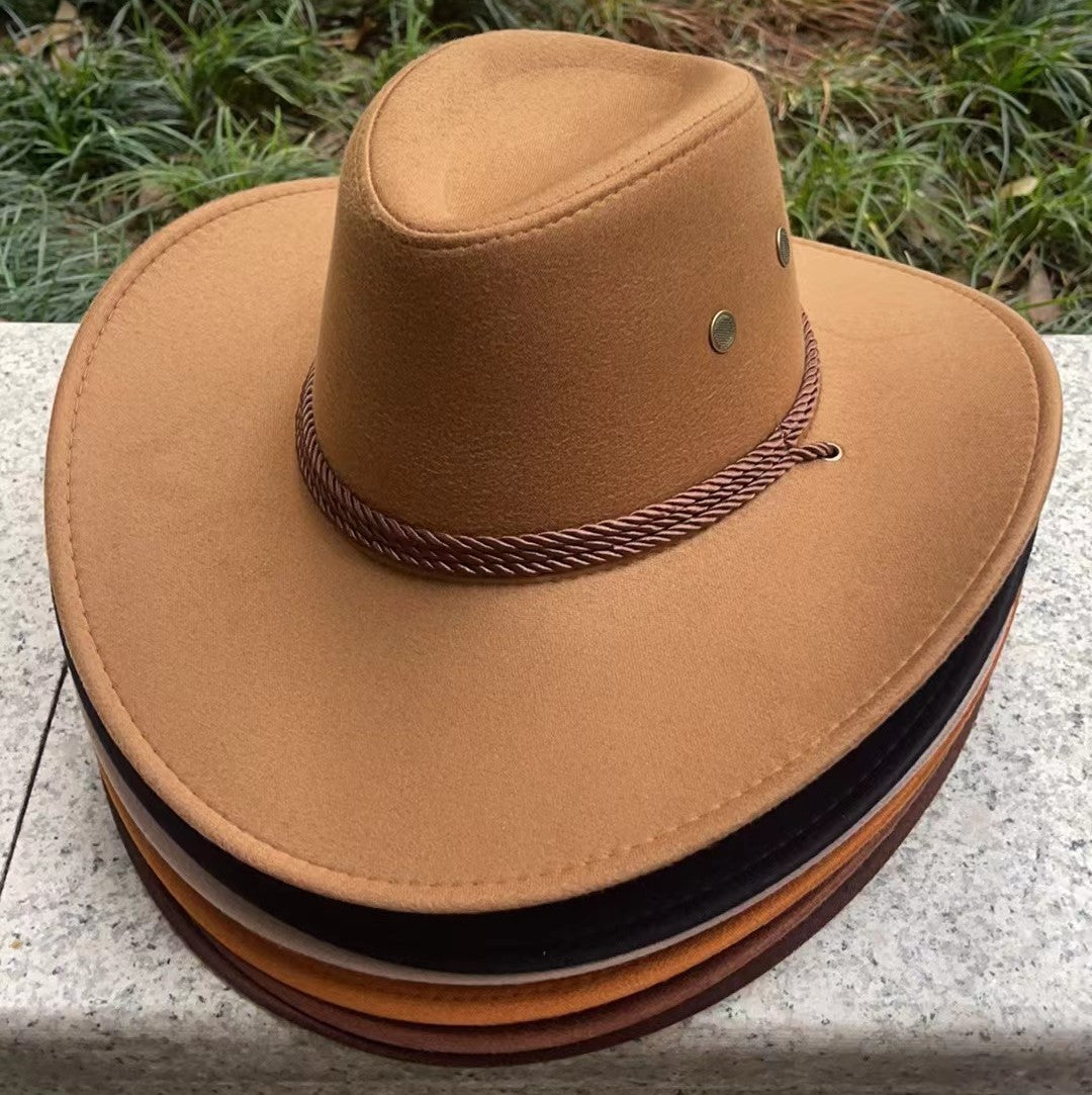 Woolen Hat Suede Western Denim Top Hat