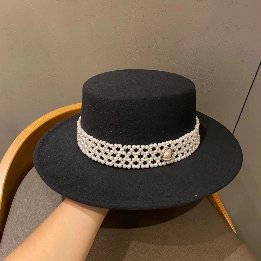 Wool-like Flat-top Cap Vintage Top Hat