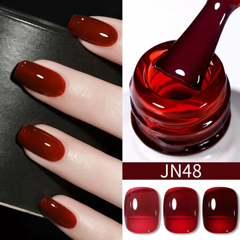 Red Series Gel Nail Polish Glitter Nail Art Varnish Semi Permanent Soak Off UV LED Gel