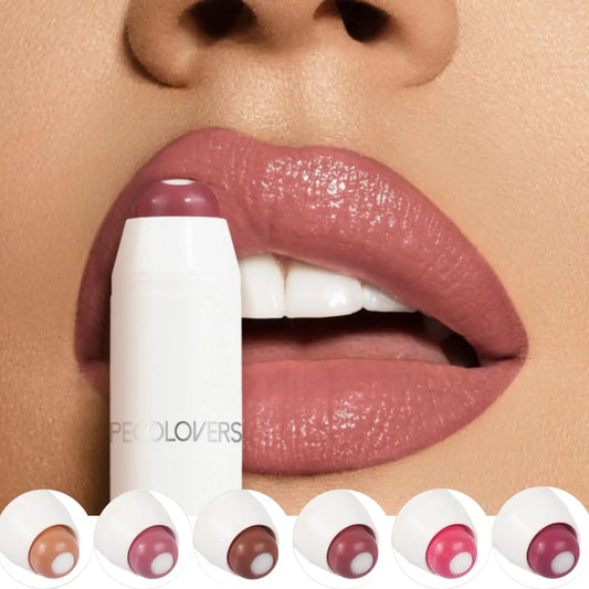 2-in-1 Nude Lipstick Matte Red Lip Balm Moisturizing 6 Colors Sandwich
