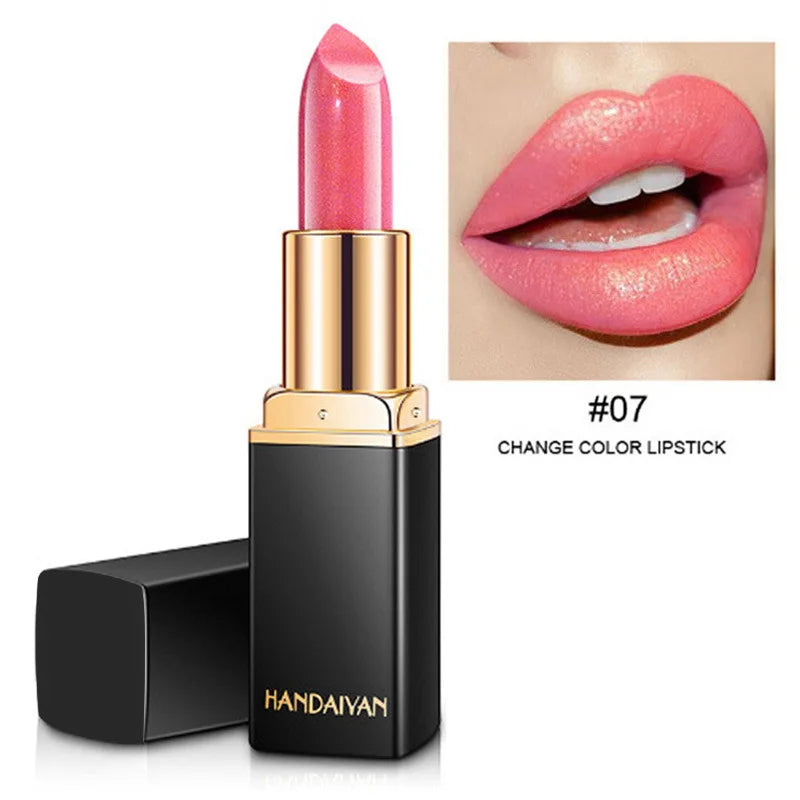 Shiny Metallic Pearlescent Colour Temperature Changing  Gilt Lipstick