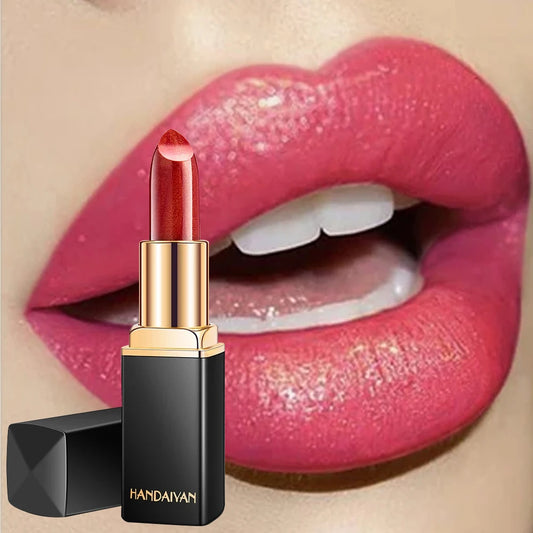 Black tube gold shiny lipstick, pearl moisturizing lipstick