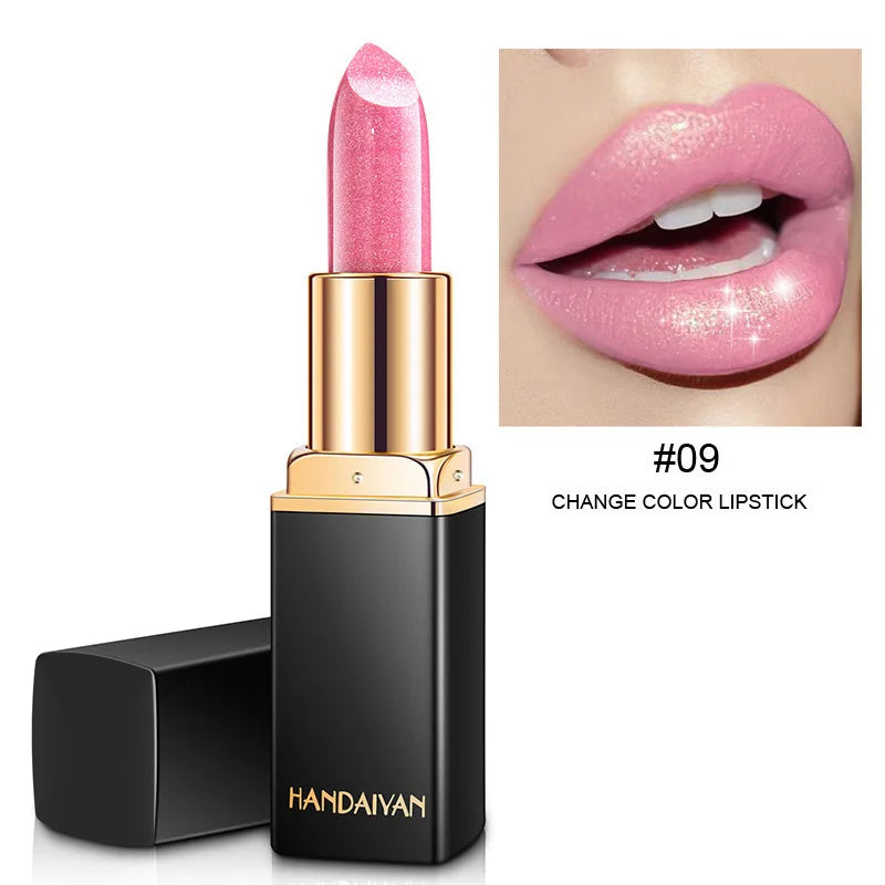 Shiny Metallic Pearlescent Colour Temperature Changing  Gilt Lipstick