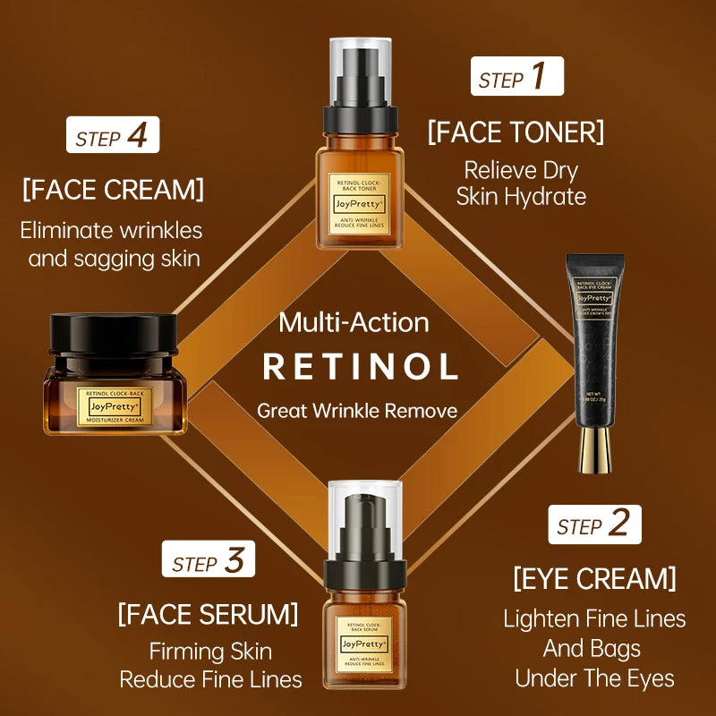 Retinol Wrinkle Face Skin Care Set Cream/Serum/Toner Fine Lines Lifting Firming Moisturizing Eye Facial Creams