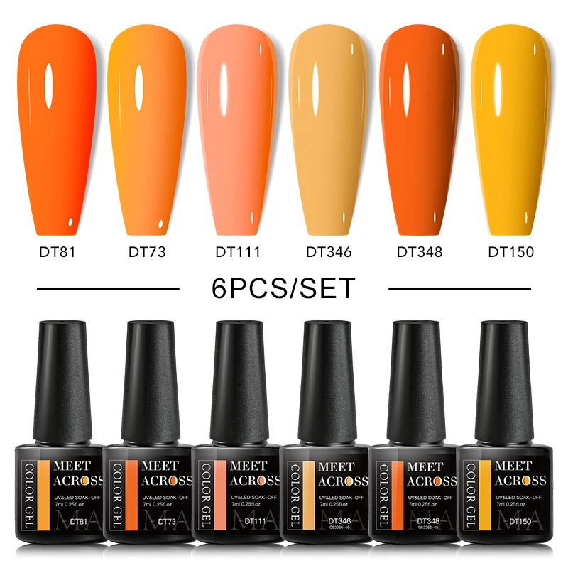 6Pcs Autumn Brown Color Gel Nail Polish Set Semi Permanent Varnishes Nail Art Design Hybrid Soak Off UV LED Gel Manicure Gel Kit