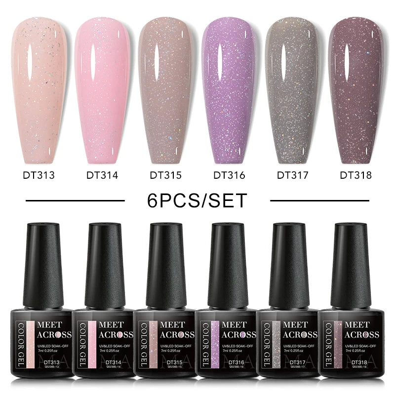 6Pcs Autumn Brown Color Gel Nail Polish Set Semi Permanent Varnishes Nail Art Design Hybrid Soak Off UV LED Gel Manicure Gel Kit