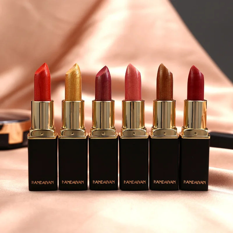 Shiny Metallic Pearlescent Colour Temperature Changing  Gilt Lipstick