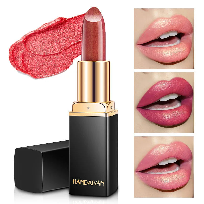 Shiny Metallic Pearlescent Colour Temperature Changing  Gilt Lipstick