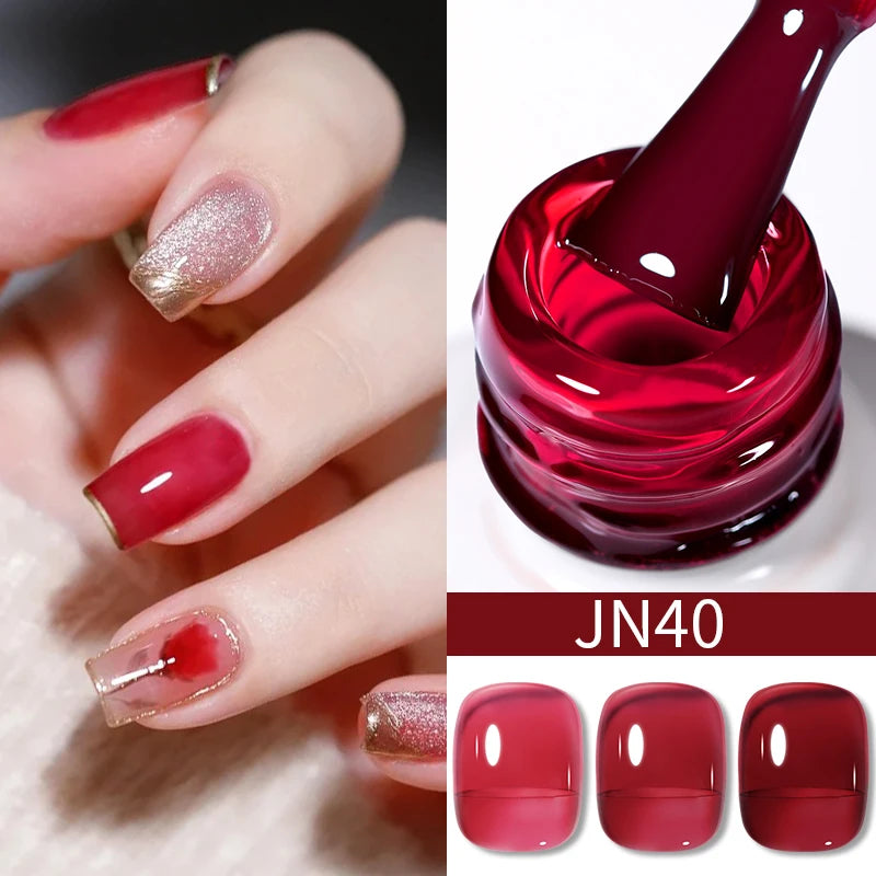 Red Series Gel Nail Polish Glitter Nail Art Varnish Semi Permanent Soak Off UV LED Gel