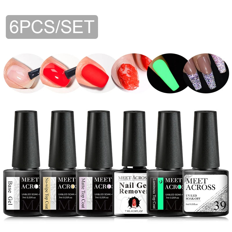 6Pcs Autumn Brown Color Gel Nail Polish Set Semi Permanent Varnishes Nail Art Design Hybrid Soak Off UV LED Gel Manicure Gel Kit