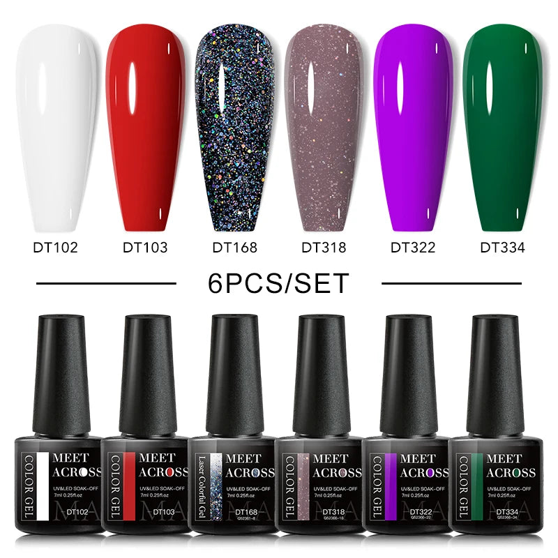 6Pcs Autumn Brown Color Gel Nail Polish Set Semi Permanent Varnishes Nail Art Design Hybrid Soak Off UV LED Gel Manicure Gel Kit