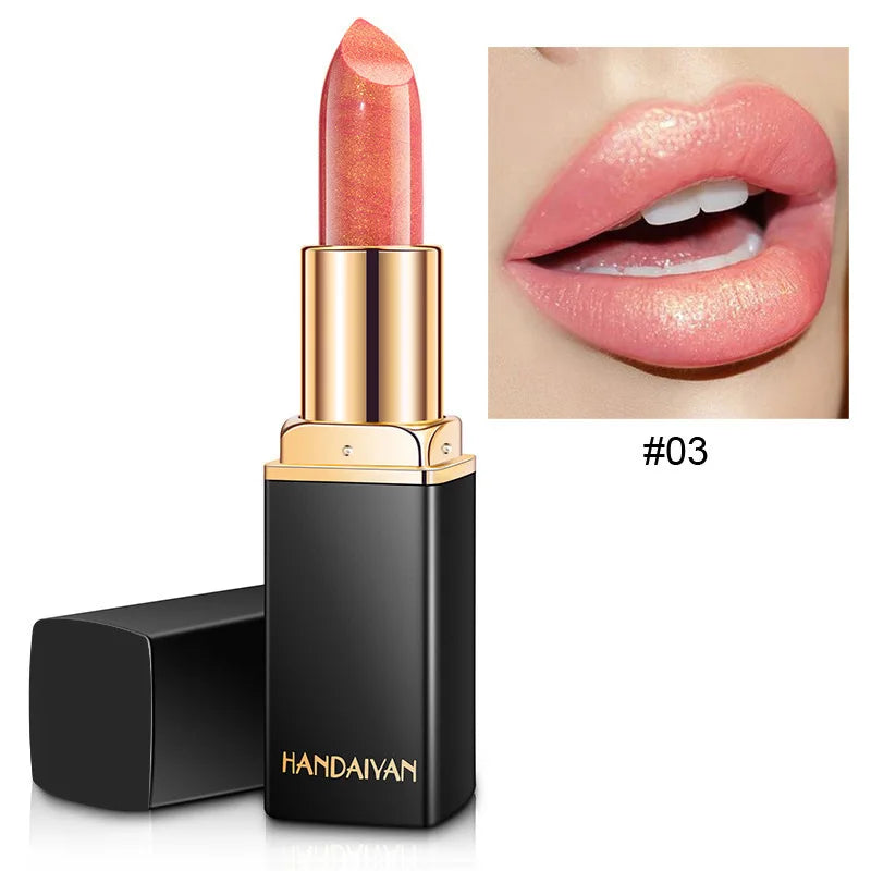 Shiny Metallic Pearlescent Colour Temperature Changing  Gilt Lipstick