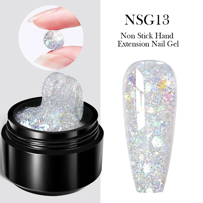 Glitter Pink Hard Jelly Nail Extension Gel Nail Polish Milky Colour Soak Off UV Gel