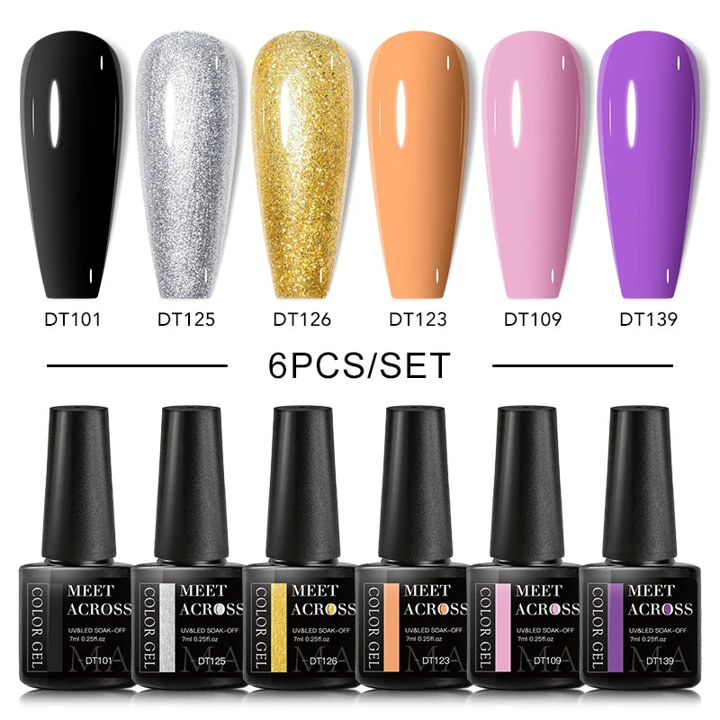 6Pcs Autumn Brown Color Gel Nail Polish Set Semi Permanent Varnishes Nail Art Design Hybrid Soak Off UV LED Gel Manicure Gel Kit