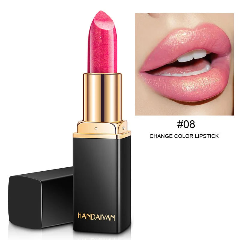 Shiny Metallic Pearlescent Colour Temperature Changing  Gilt Lipstick