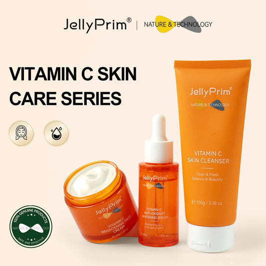 Vitamin C Skin Care Set Niacinamide Whitening Face Cream Dark Spots Remover Serum Exfoliation Cleanser Kit