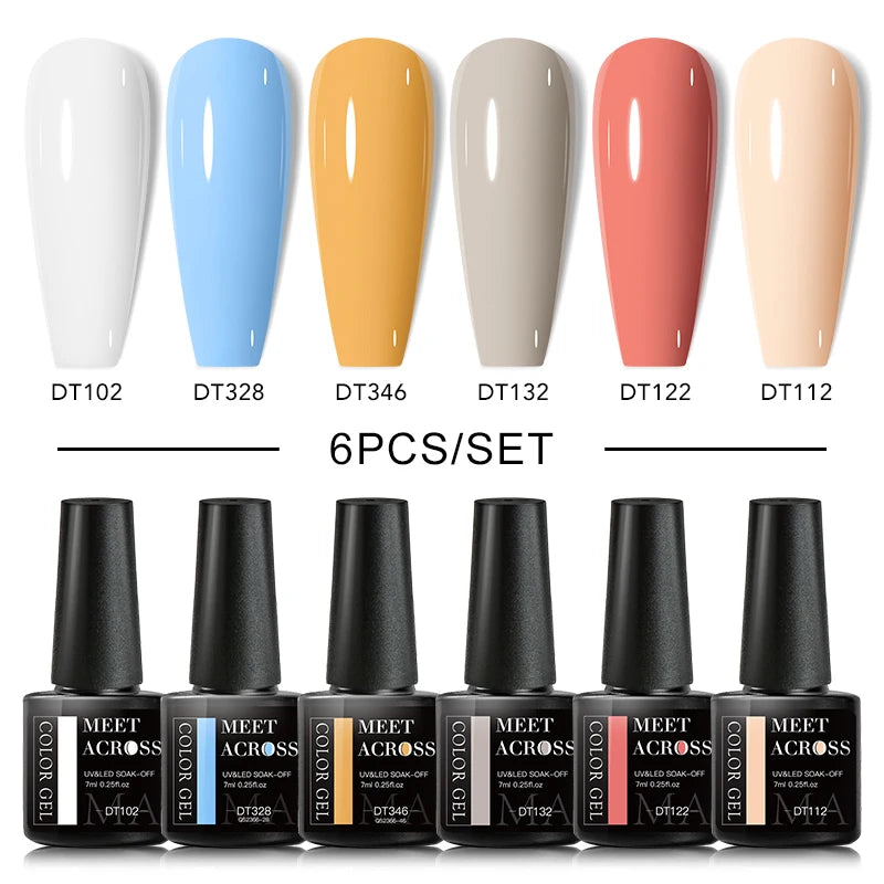 6Pcs Autumn Brown Color Gel Nail Polish Set Semi Permanent Varnishes Nail Art Design Hybrid Soak Off UV LED Gel Manicure Gel Kit