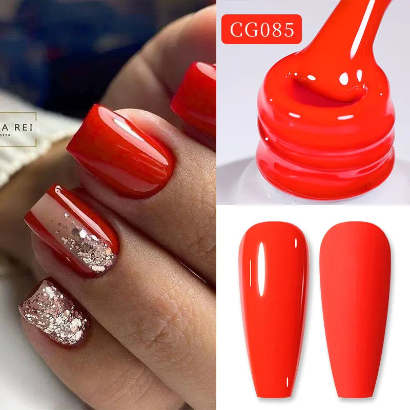 Red Series Gel Nail Polish Glitter Nail Art Varnish Semi Permanent Soak Off UV LED Gel