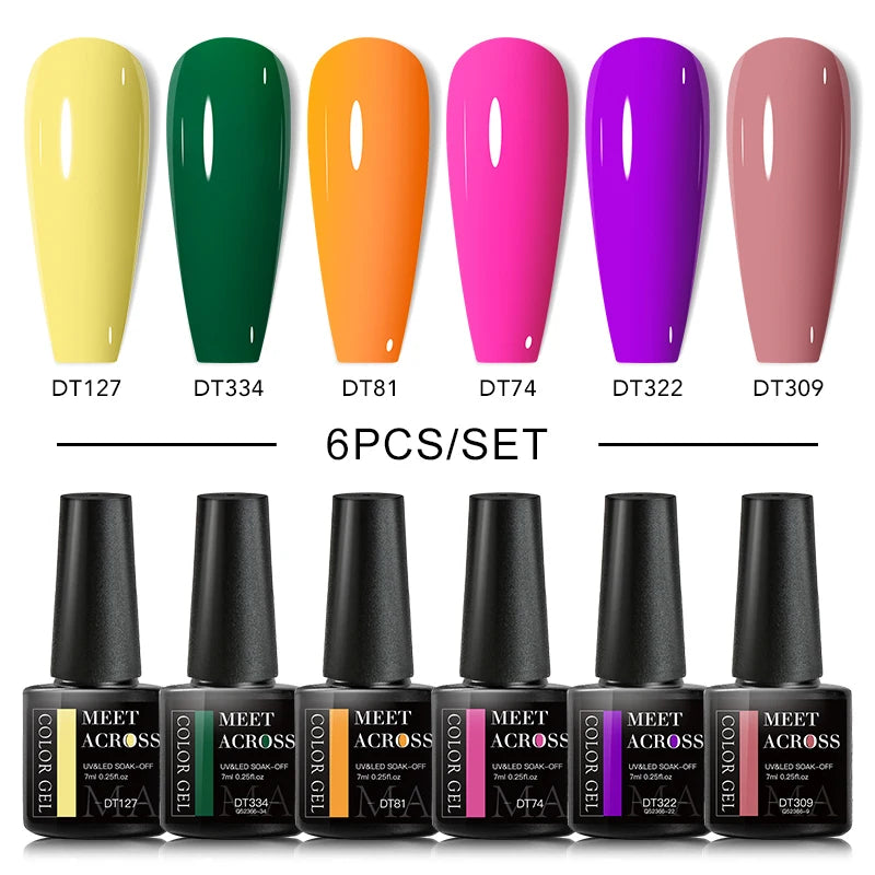 6Pcs Autumn Brown Color Gel Nail Polish Set Semi Permanent Varnishes Nail Art Design Hybrid Soak Off UV LED Gel Manicure Gel Kit