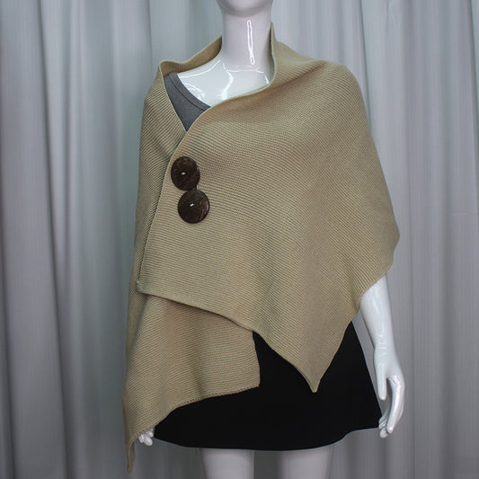 Wool Knitted Scarf Shawl Button Casual Outerwear