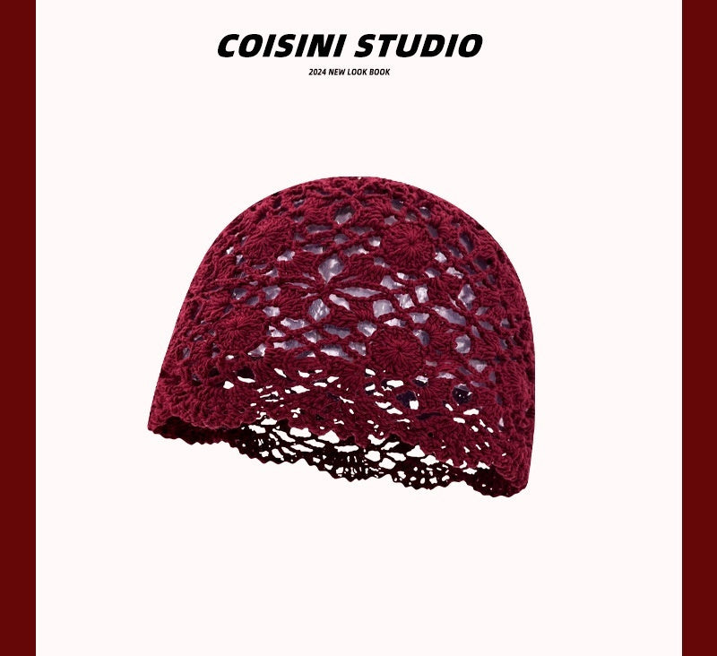 Fashion Hand-woven Tassel Red Crochet Ethnic Style Ear Protection Strap Pullover Hat