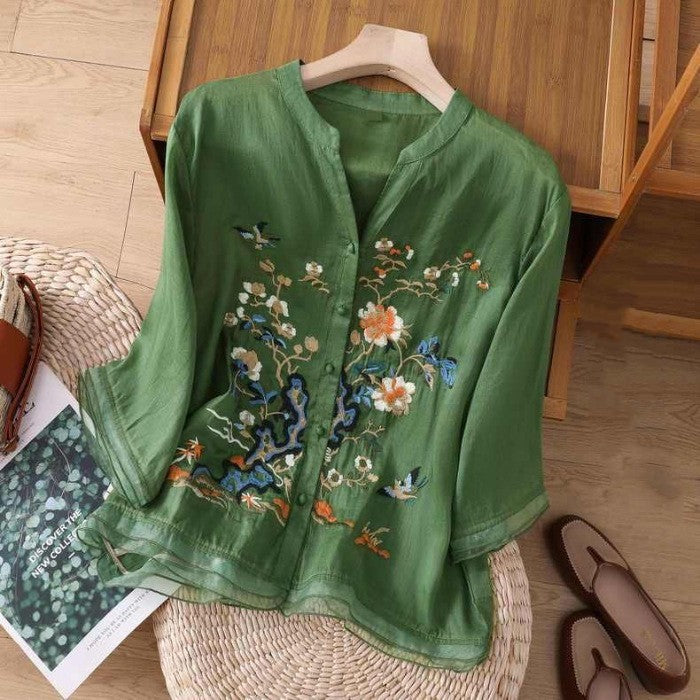 Artistic Cotton And Linen Top For Women Summer