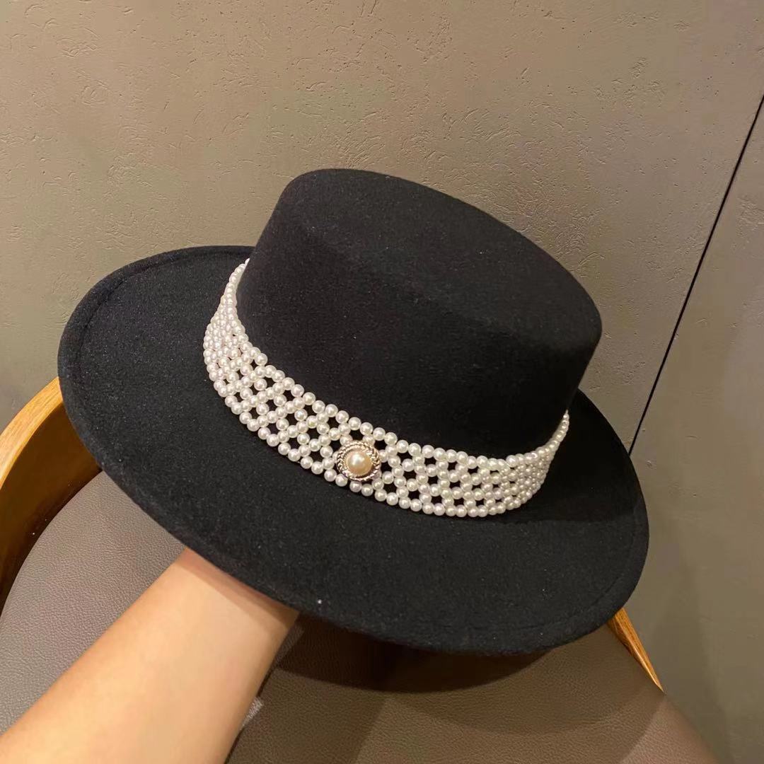 Wool-like Flat-top Cap Vintage Top Hat